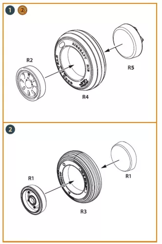 Clear Prop Accessories AMX Ghibli wheel set for Kinetic, HobbyBoss kits - kerékkészlet, Kinetic / HobbyBoss makettekhez