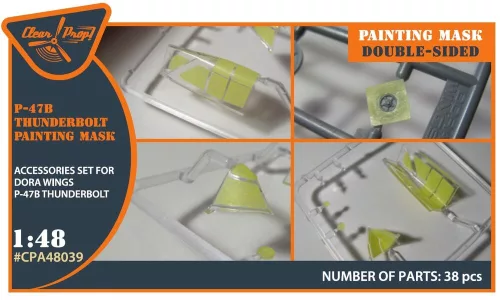 Clear Prop Accessories P-47B Thunderbolt double-sided painting mask for Dora Wings kit - kétoldalas kabinmaszk