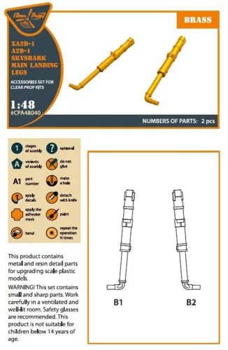 Clear Prop Accessories XA2D-1, A2D-1 Skyshark main landing legs for CP kits - főfutóműszárak