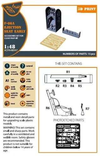 Clear Prop Accessories F-86A Ejection seat early for CP kits - korai katapultülés