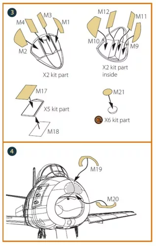 Clear Prop Accessories F-86A double-sided painting mask for CP kits - kétoldalas kabinmaszk
