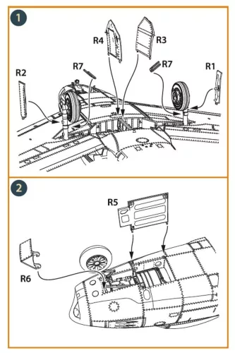 Clear Prop Accessories F-86A undercarriage covers for CP kits - futóműajtók