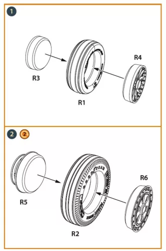 Clear Prop Accessories F-86A wheel set type 1 for CP kits - kerékkészlet, 1. típus, Clear Prop maketthez
