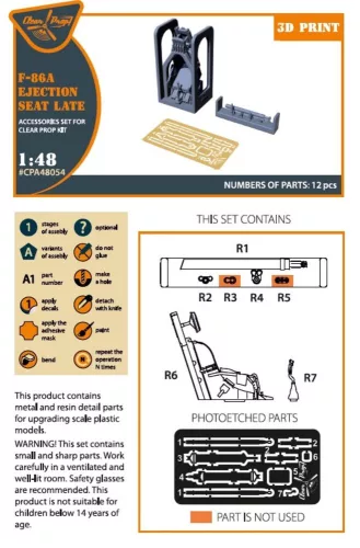 Clear Prop Accessories F-86A Ejection seat late for CP kits - késői katapultülés