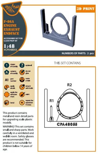 Clear Prop Accessories F-86A engine exhaust endface for CP kits - hajtómű-kiömlő belső végfelület