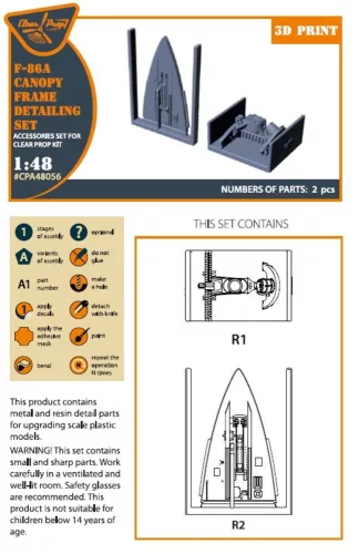 Clear Prop Accessories F-86A Canopy frame detailing set for CP kits - kabintetőkeret-részletező készlet
