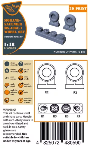 Clear Prop Accessories Morane-Saulnier Wheels set for Dora Wings - kerékkészlet