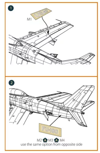 Clear Prop Accessories F-86A – előre kivágott szám- és feliratfestő maszkok, Clear Prop CP4825 maketthez