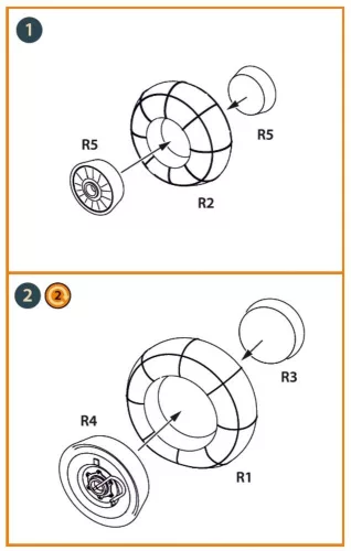 Clear Prop Accessories Hs 129B2/3 Wheels set (weighted) for Takom kit - terhelt állapotú kerékkészlet