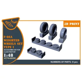   Clear Prop Accessories F-86A Wheels set (weighted) type 1 for CP kits - terhelt állapotú kerékkészlet, 1. típus