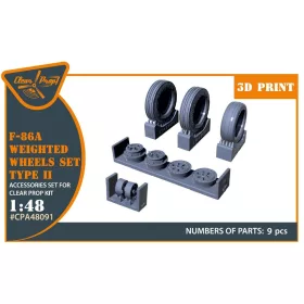   Clear Prop Accessories F-86A Wheels set (weighted) type 2 for CP kits - terhelt állapotú kerékkészlet, 2. típus