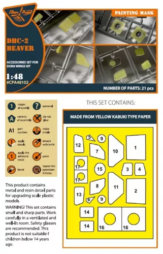 Clear Prop Accessories DHC-2 Beaver painting mask for Dora Wings kit - kabin- és ablakmaszk
