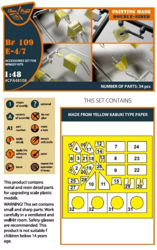 Clear Prop Accessories Bf-109E-4/7 double-sided painting mask for Wingsy Kits - kétoldalas kabinmaszk
