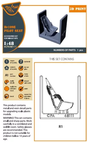 Clear Prop Accessories Bf-109E seat with safety belts for Wingsy Kits - ülés biztonsági övekkel