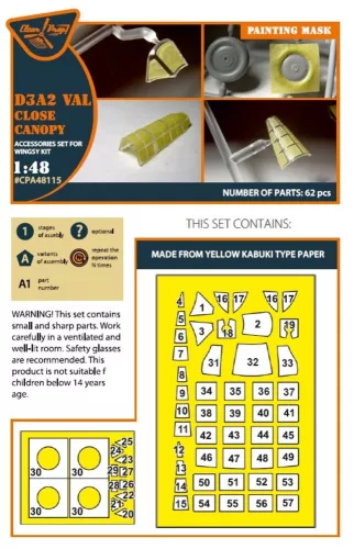 Clear Prop Accessories D3A2 VAL (close canopy) painting mask for Wingsy Kits - kabin- és ablakmaszk, zárt kabintetőhöz