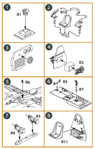 Clear Prop Accessories D3A2 VAL interior set for Wingsy Kits - D3A2 Val – belsőtér-részletező készlet ülésekkel, Wingsy Kits maketthez