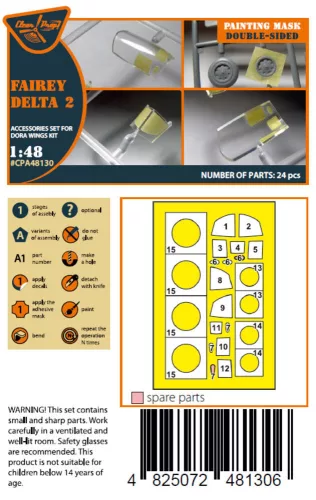 Clear Prop Accessories Fairey Delta 2 double-sided painting mask for Dora Wings - kétoldalas kabinmaszk