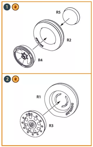 Clear Prop Accessories Fairey Delta 2 Wheels set for Dora Wings kit for Dora Wings - kerékkészlet