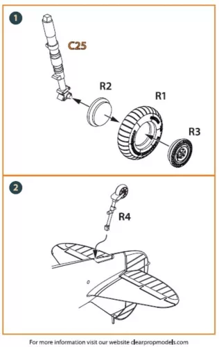 Clear Prop Accessories La-5 (early version) wheel set for CP kit CP72014 - kerékkészlet, Clear Prop CP72014 maketthez