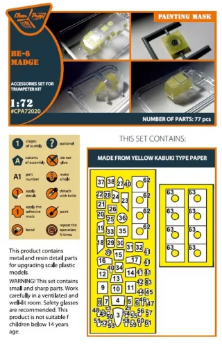 Clear Prop Accessories Be-6 Madge painting mask for Trumpeter kit - kabin- és ablakmaszk