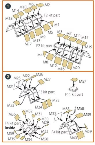 Clear Prop Accessories Ki-51 Sonia (minden változat) – kabin- és ablakmaszk, Clear Prop CP72011/CP72012/CP72013 makettekhez