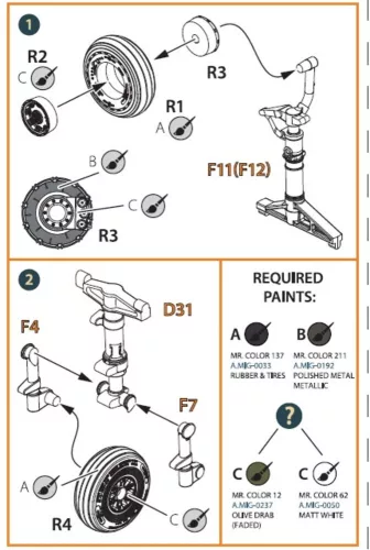 Clear Prop Accessories OV-1 A/B/C/D Mohawk – kerékkészlet, Clear Prop maketthez