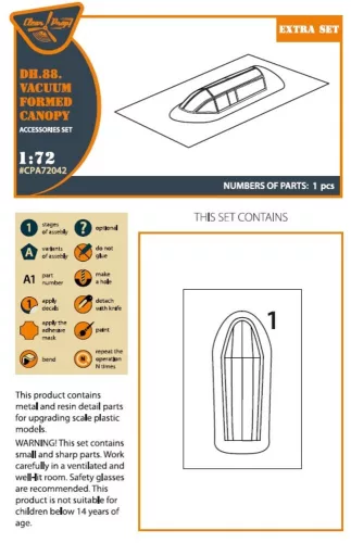 Clear Prop Accessories DH.88 Comet vacuum formed canopy for CP kits - vákuumformázott kabintető