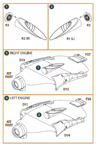 Clear Prop Accessories OV-1 A/B/C/D Mohawk exhaust set for CP kit - kipufogócsonk-készlet
