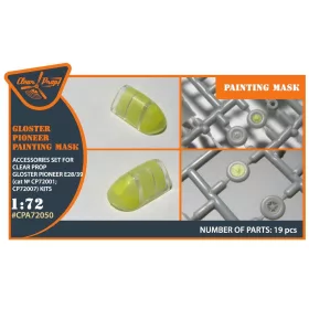   Clear Prop Accessories Gloster E28/39 Pioneer painting mask for CP kits CP72001/CP72007 - kabin- és ablakmaszk, Clear Prop CP72001/CP72007 maketthez