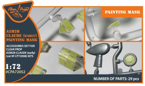 Clear Prop Accessories A5M2b Claude – kabin- és ablakmaszk, korai változathoz, Clear Prop CP72006/CP72008 maketthez