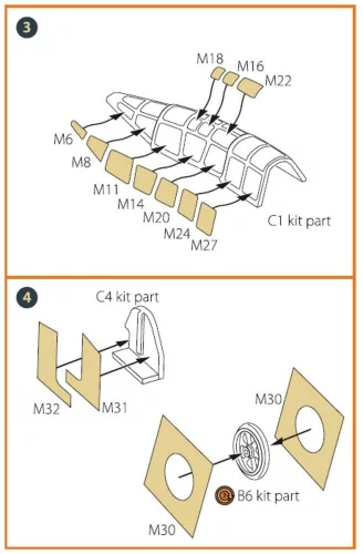 Clear Prop Accessories M6A1 Seiran painting mask for Tamiya kit 60737 - kabin- és ablakmaszk, Tamiya 60737 maketthez