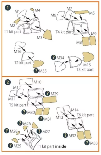 Clear Prop Accessories P-51B/C Mustang painting mask for Arma Hobby kits - kabin- és ablakmaszk