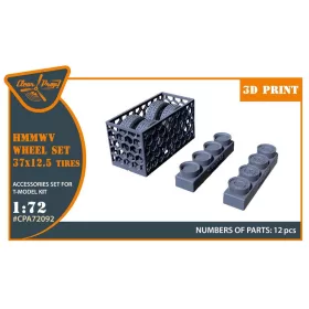   Clear Prop Accessories HMMWV Wheel set 37x12,5 Tires for T-Model kits - kerékkészlet 37×12,5 méretű gumiabroncsokkal