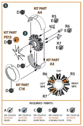 Clear Prop Accessories A5M Claude (minden változat) – gyanta motorkészlet, Clear Prop CP72006/CP72008/CP72009/CP72010 makettekhez, feljavított változat