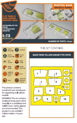 Clear Prop Accessories F-5F Tiger II painting mask for Italeri kits - kabin- és ablakmaszk
