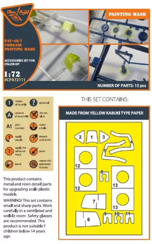 Clear Prop Accessories F4U-4B/7 Corsair painting mask for Italeri kits - kabin- és ablakmaszk
