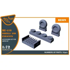   Clear Prop Accessories Me-410 B-1/U2/U4/R4 wheel set and exhausts for Airfix kit - kerékkészlet és kipufogócsonkok