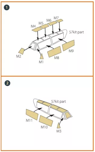 Clear Prop Accessories Me-262B-1A/U1 painting mask for REVELL kit - kabin- és ablakmaszk