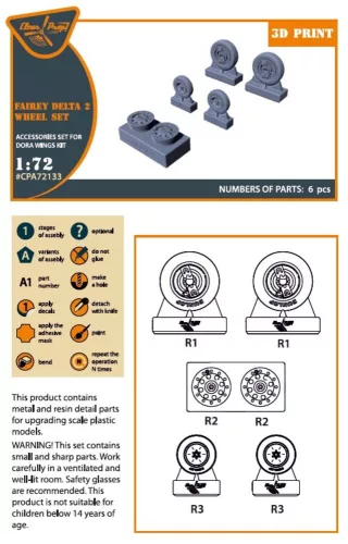 Clear Prop Accessories Fairey Delta 2 wheel set for Dora Wings kit - kerékkészlet