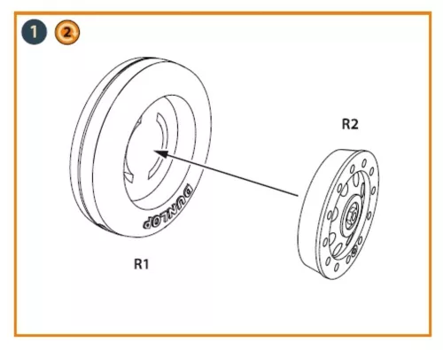 Clear Prop Accessories Fairey Delta 2 wheel set for Dora Wings kit - kerékkészlet