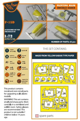 Clear Prop Accessories F-15D painting mask for Finemolds kits - kabin- és ablakmaszk
