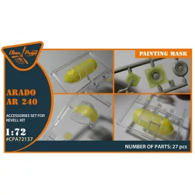   Clear Prop Accessories Arado Ar-240 painting mask for REVELL kit - kabin- és ablakmaszk