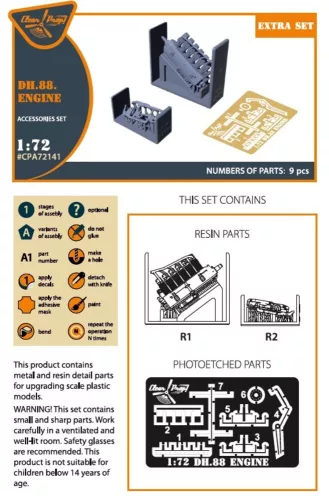 Clear Prop Accessories DH.88 Comet engine set 3D print - 3D nyomtatott motorkészlet