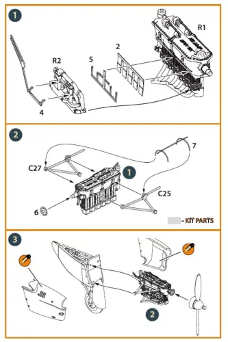 Clear Prop Accessories DH.88 Comet engine set 3D print - 3D nyomtatott motorkészlet