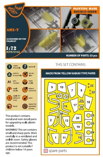 Clear Prop Accessories AMX-T double-sided painting mask for Italeri kits - kétoldalas kabinmaszk