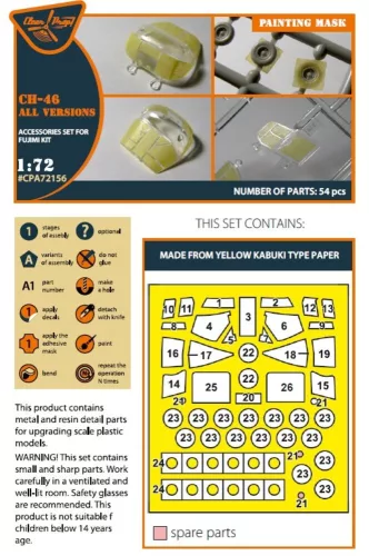 Clear Prop Accessories CH-46 painting mask for Fujimi kits - kabin- és ablakmaszk
