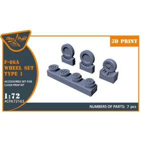   Clear Prop Accessories F-86A wheel set type 1 for CP kits - kerékkészlet, 1. típus, Clear Prop maketthez