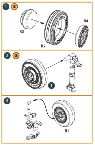 Clear Prop Accessories F-86A wheel set type 1 for CP kits - kerékkészlet, 1. típus, Clear Prop maketthez
