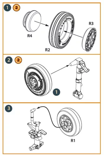 Clear Prop Accessories F-86A wheel set type 2 for CP kits - kerékkészlet, 2. típus, Clear Prop maketthez