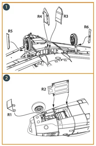 Clear Prop Accessories F-86A undercarriage covers for CP kits - futóműajtók